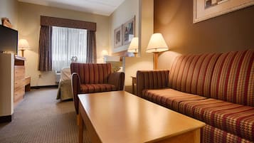 In-room safe, desk, laptop workspace, blackout curtains
