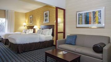 In-room safe, desk, laptop workspace, blackout curtains