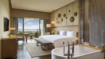Habitación superior, 1 cama Queen size | Ropa de cama de alta calidad y artículos del minibar gratis