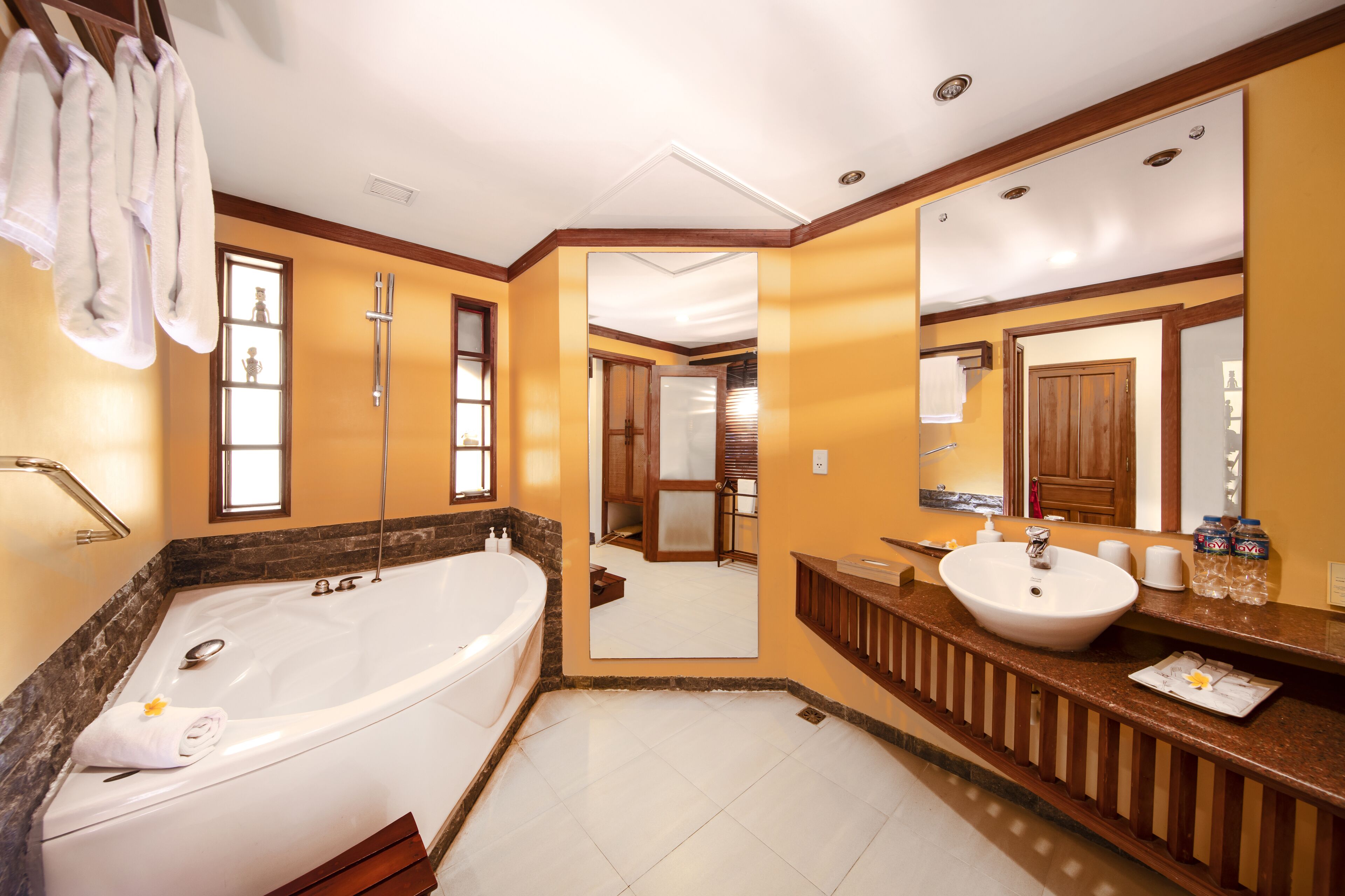 free toiletries, hair dryer, bathrobes, slippers