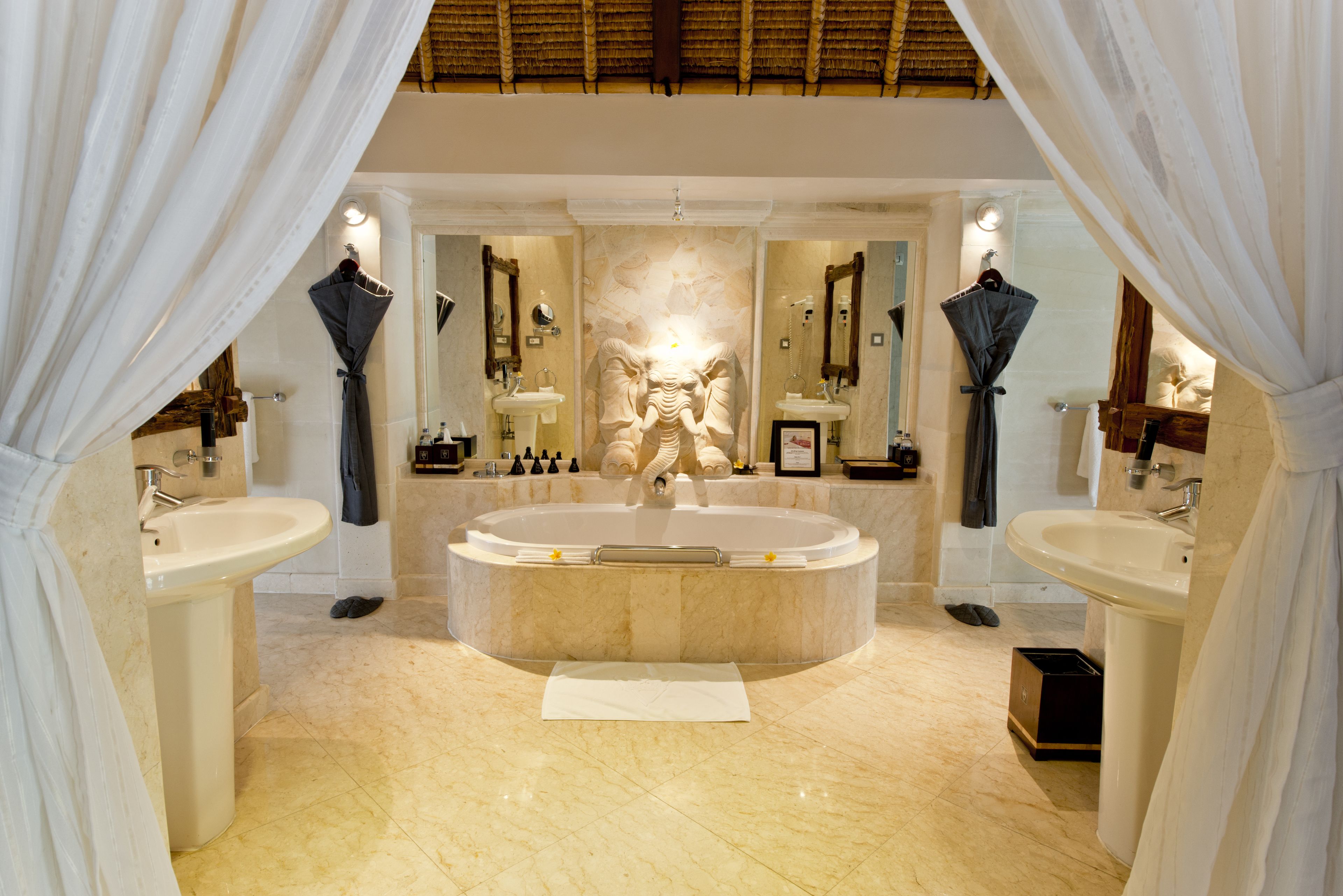 elephant pool villa | bathroom | separate bathtub and shower, rainfall showerhead