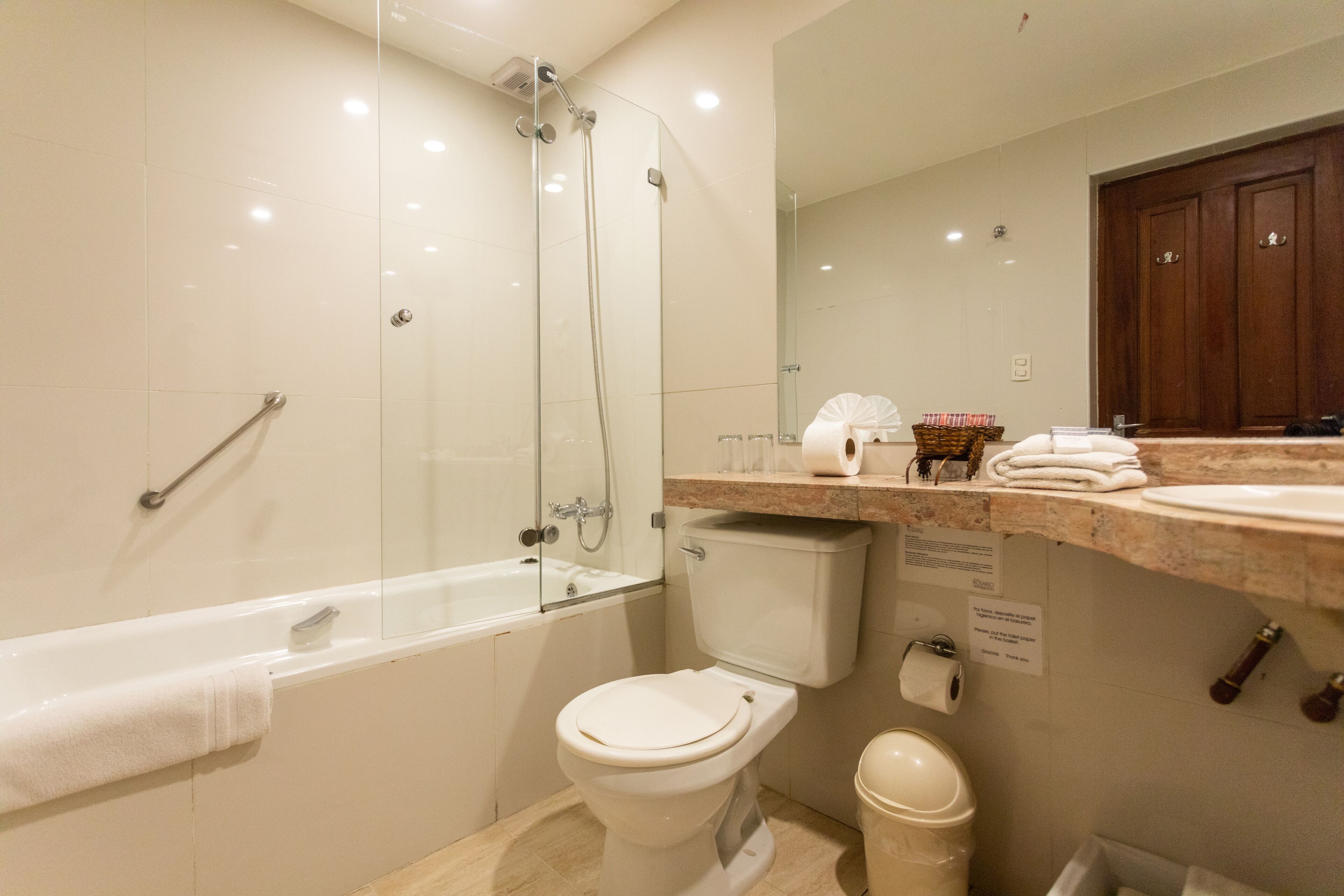 Comfort Double Room, 2 Queen Beds | Bathroom | Rainfall showerhead, free toiletries, hair dryer, towels