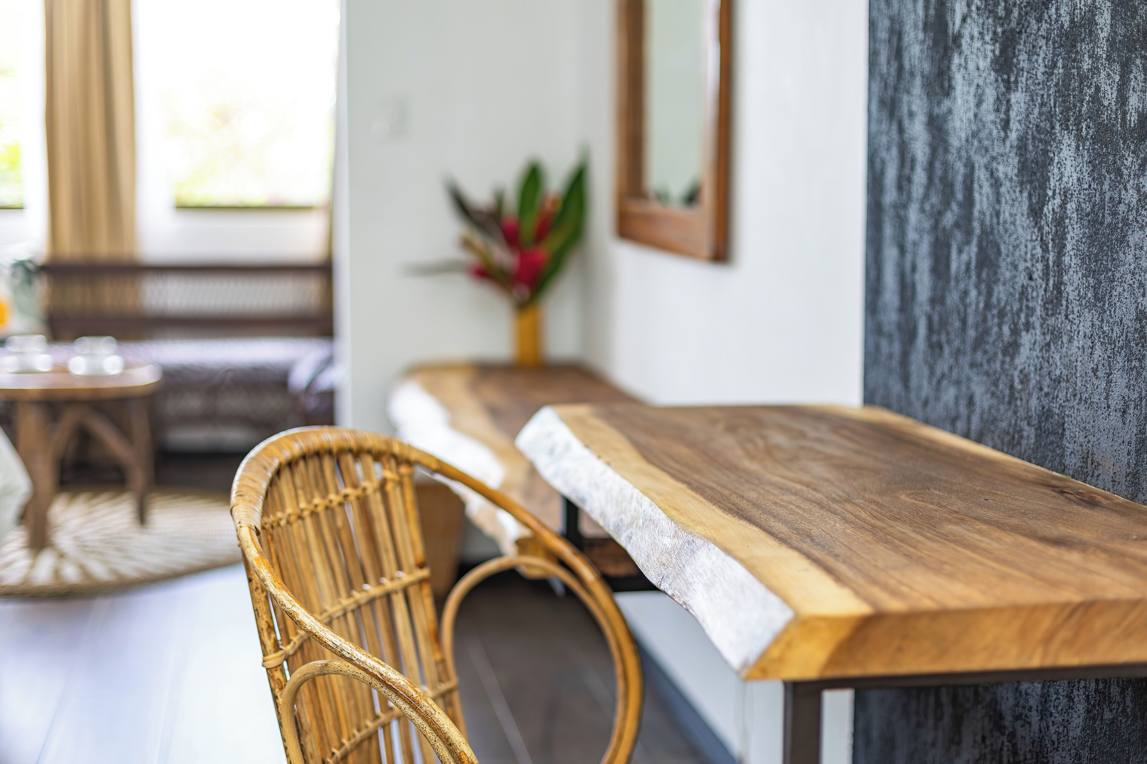 double queen suite | living area | 50-inch smart tv with cable channels