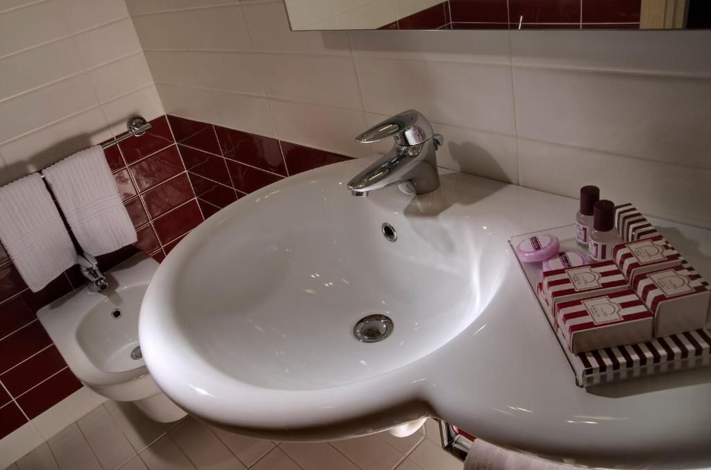 free toiletries, hair dryer, bidet, towels