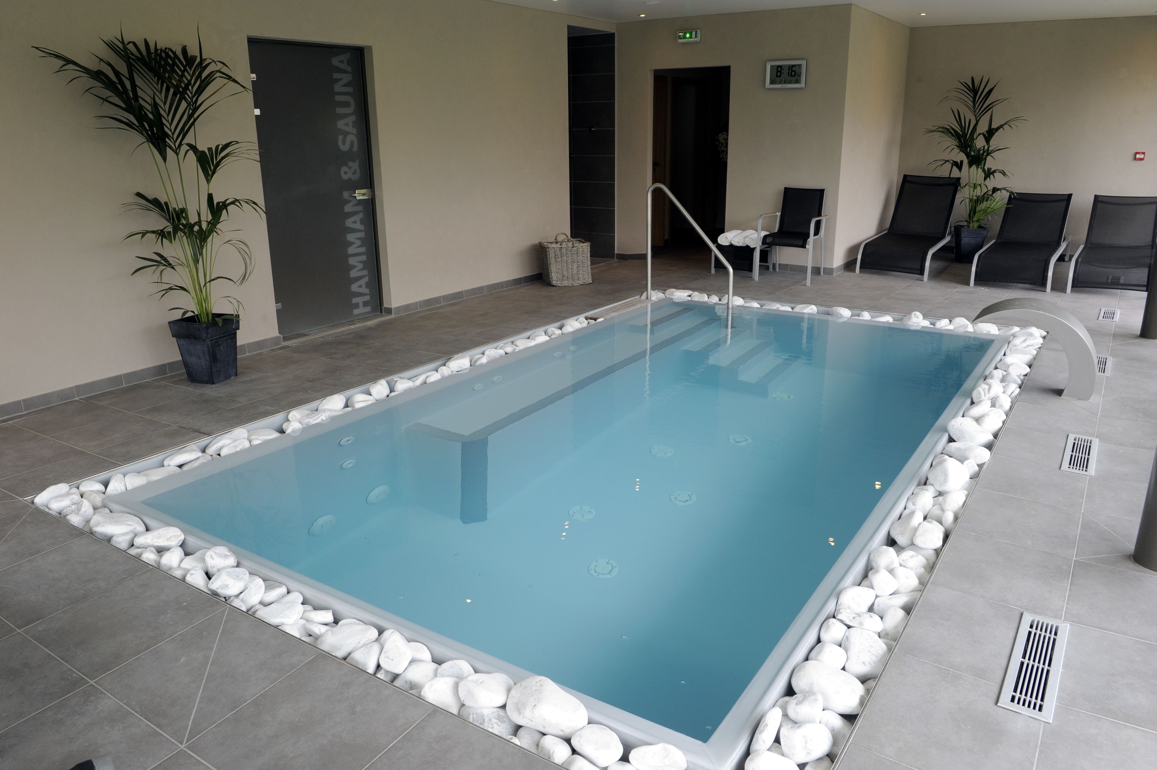 indoor pool, open 9:30 am to 8:00 pm, pool loungers