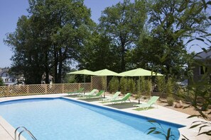 Outdoor pool, open 9:00 AM to 8:00 PM, sun loungers