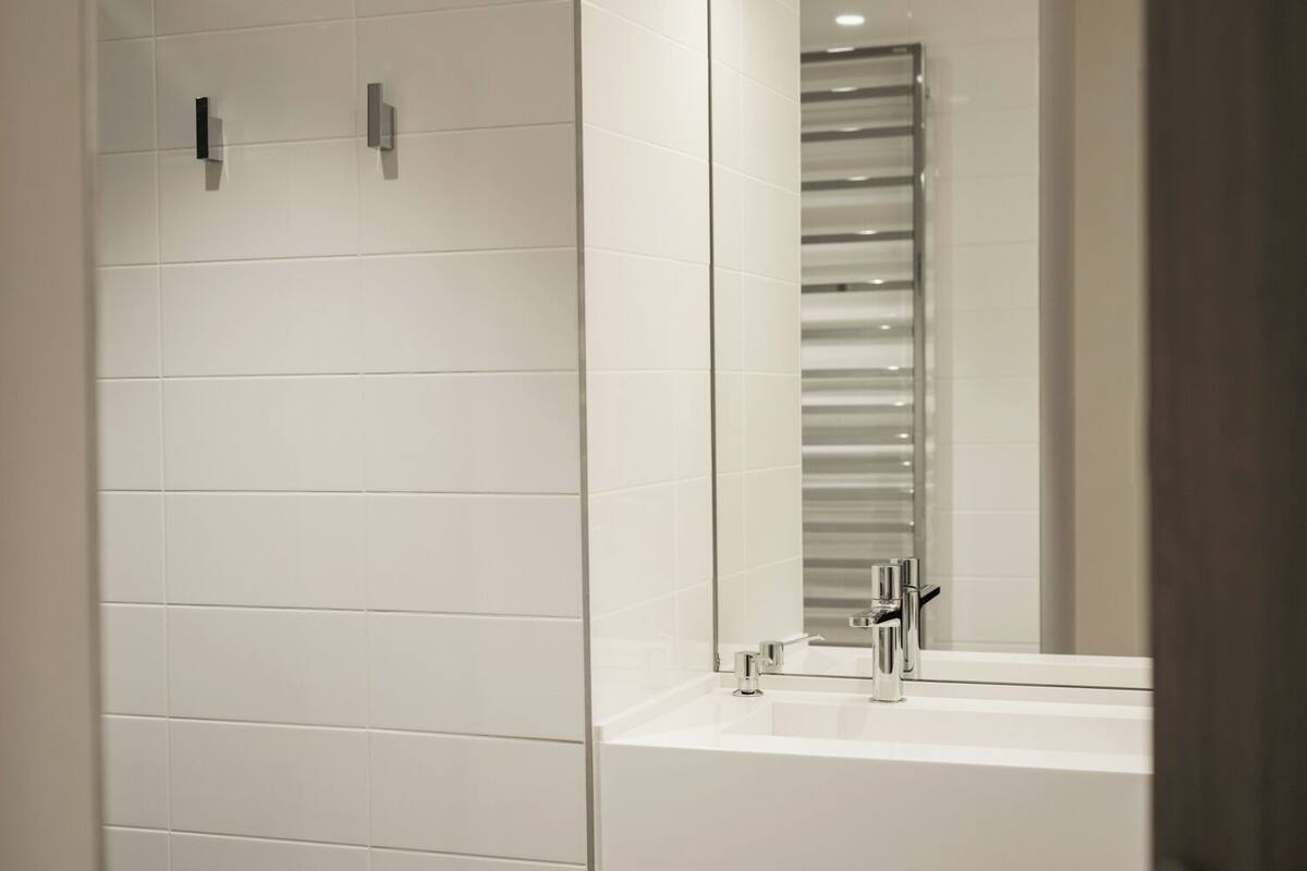 deluxe double room, 1 king bed | bathroom | shower, rainfall showerhead, eco-friendly toiletries, hair dryer