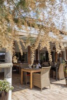 Dinner served, French cuisine, pool views 