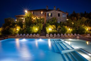 Seasonal outdoor pool, a rooftop pool, pool loungers
