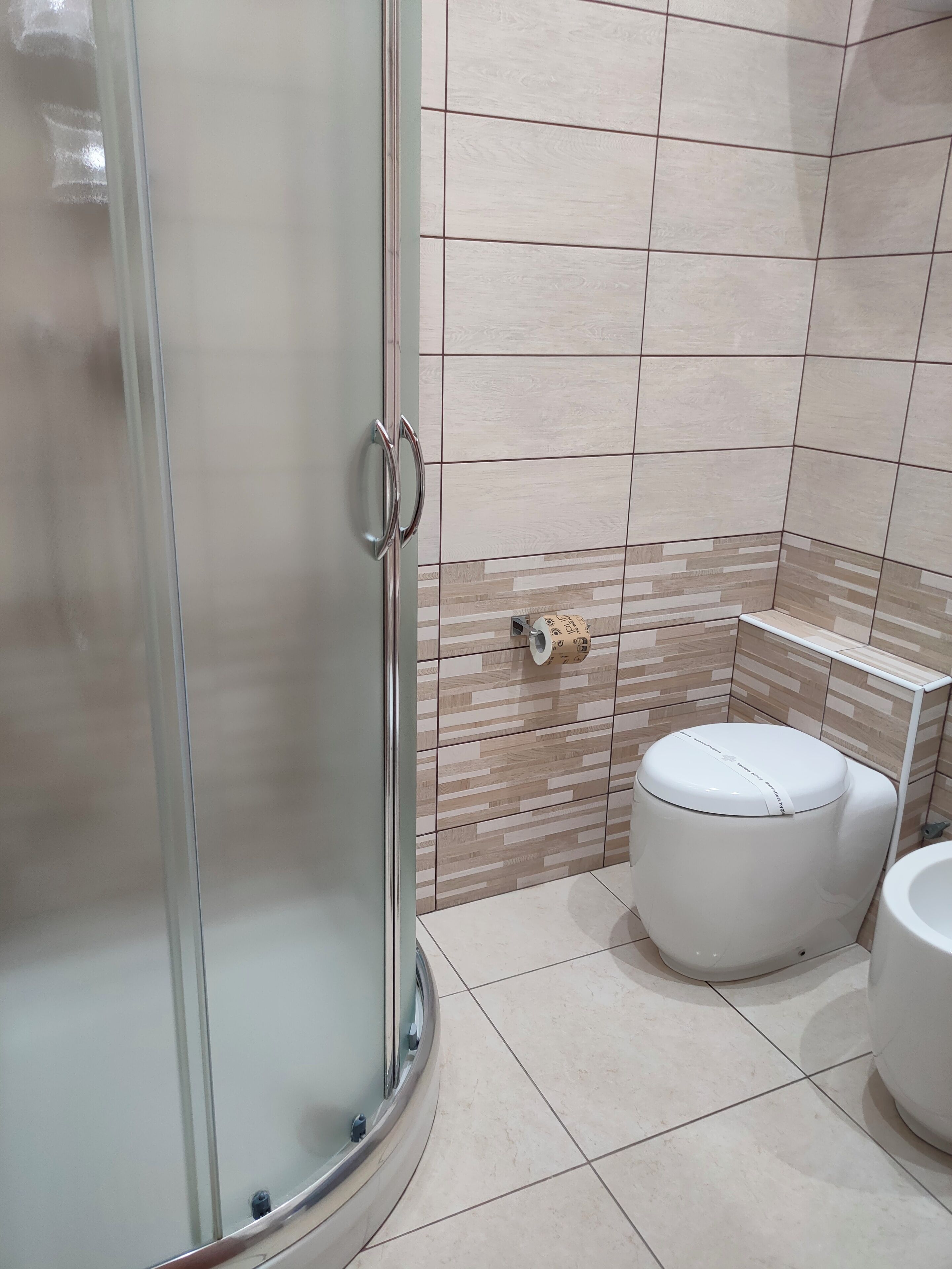 double room | bathroom | shower, hair dryer, slippers, bidet