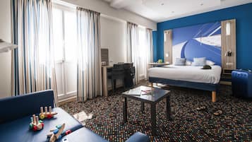 Premium bedding, pillow-top beds, desk, blackout curtains