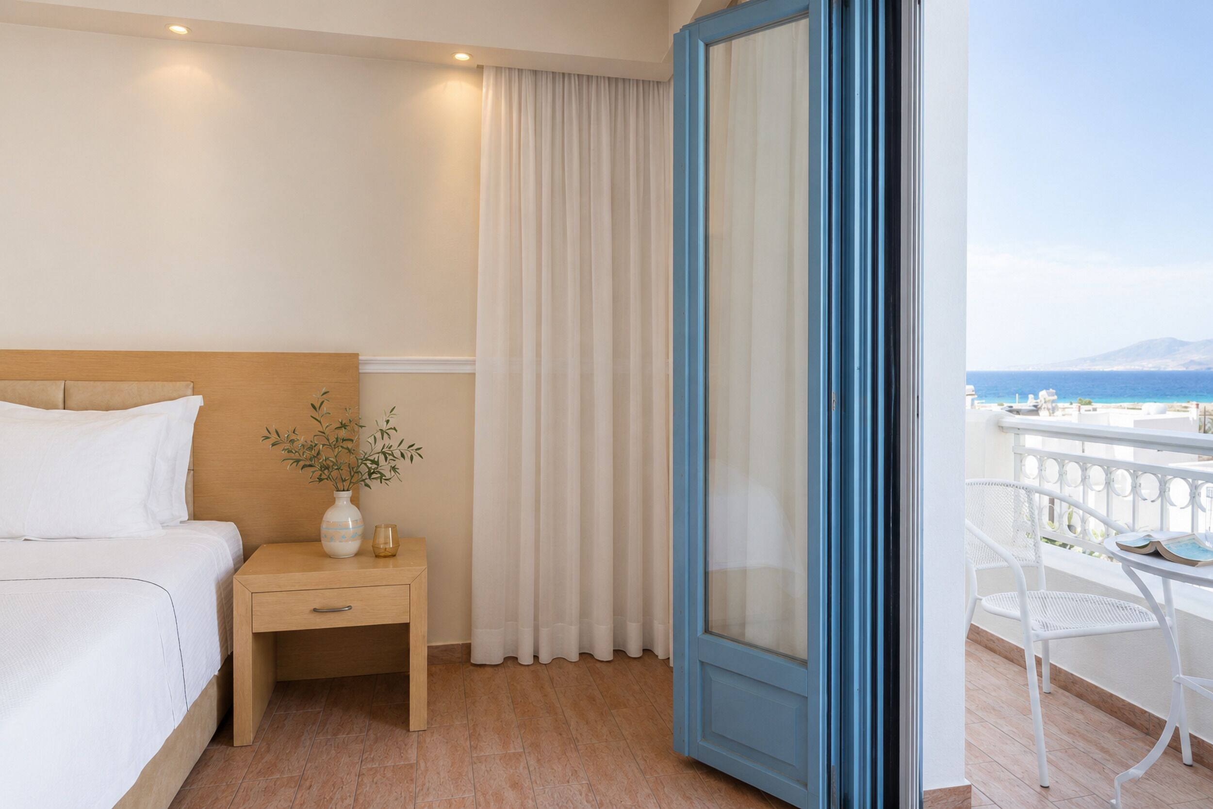 Standaard kamer, gedeeltelijk uitzicht op zee | Lakens van Egyptisch katoen, luxe beddengoed, pillowtop-bedden