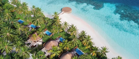 Private beach, white sand, sun-loungers, beach umbrellas