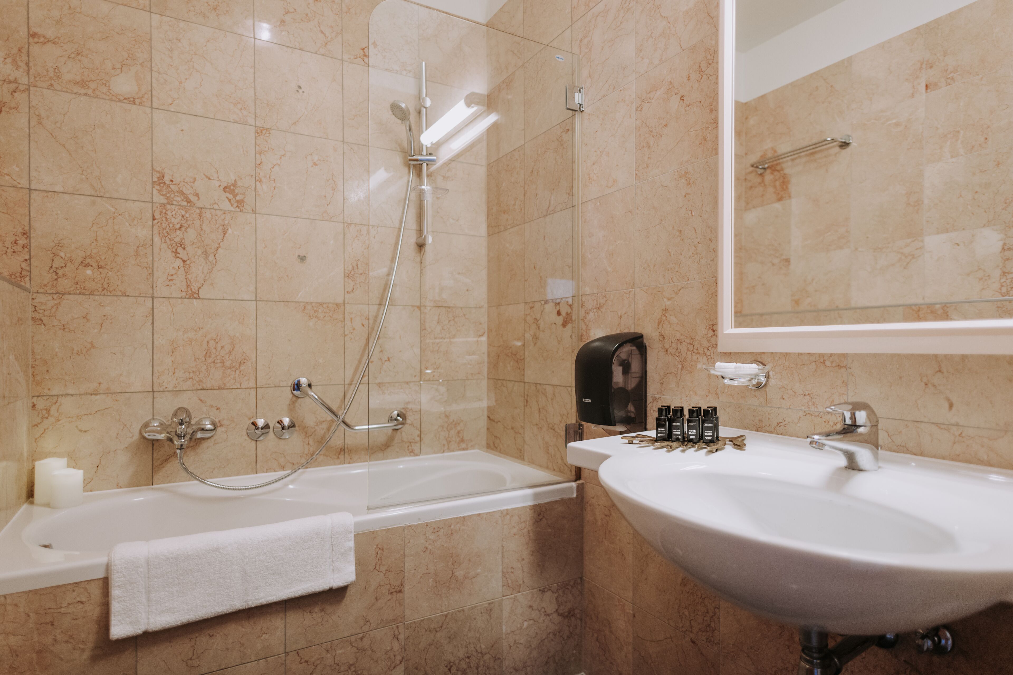 free toiletries, hair dryer, bathrobes, slippers