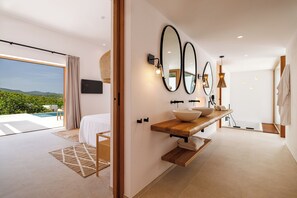 Deluxe Suite, Private Pool, Garden View | Egyptian cotton sheets, premium bedding, down comforters, minibar - Can Lluc Boutique Country Hotel & Villas, a member of Beyond Green (Sant Antoni de Portmany)