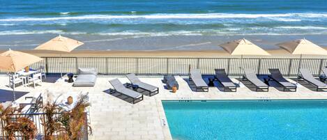 On the beach, beach towels