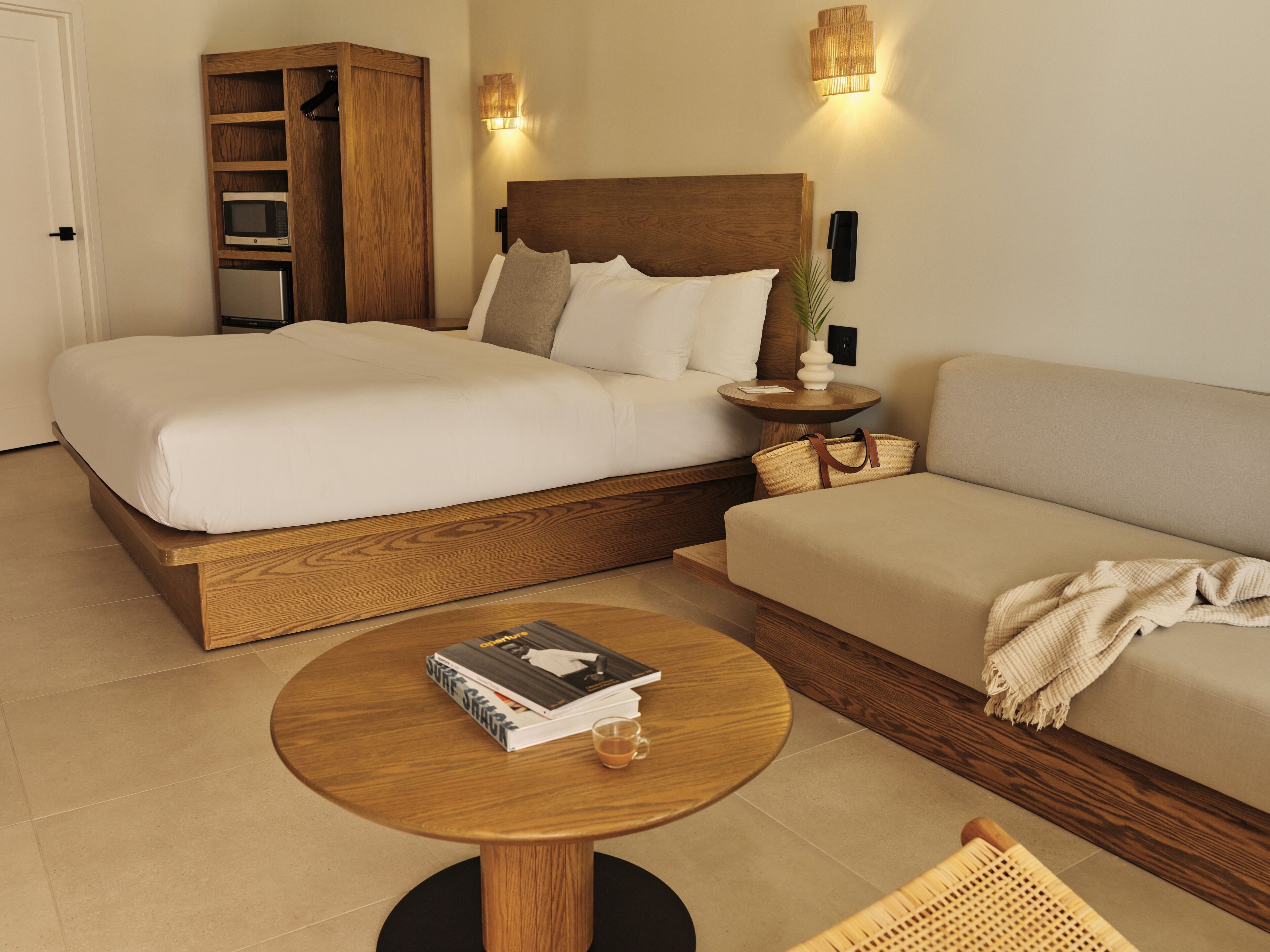 Premium bedding, blackout drapes, soundproofing