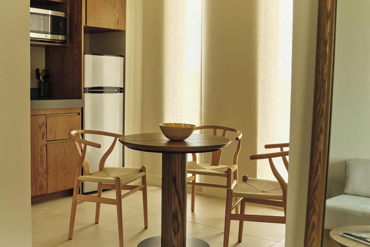 Fridge, microwave, coffee/tea maker, freezer