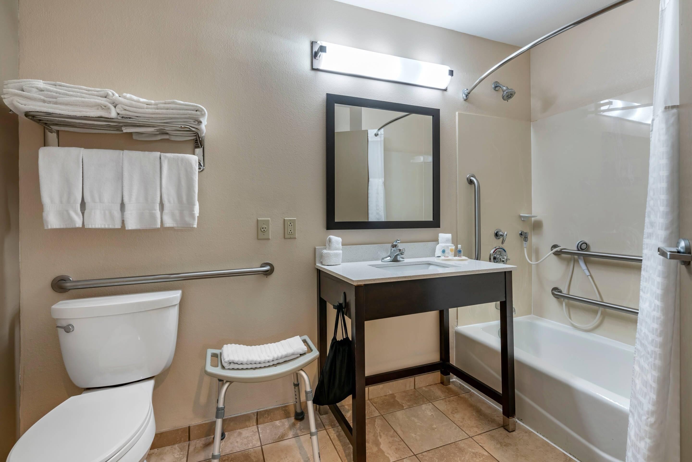 free toiletries, hair dryer, towels, soap