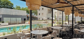Outdoor pool, pool loungers