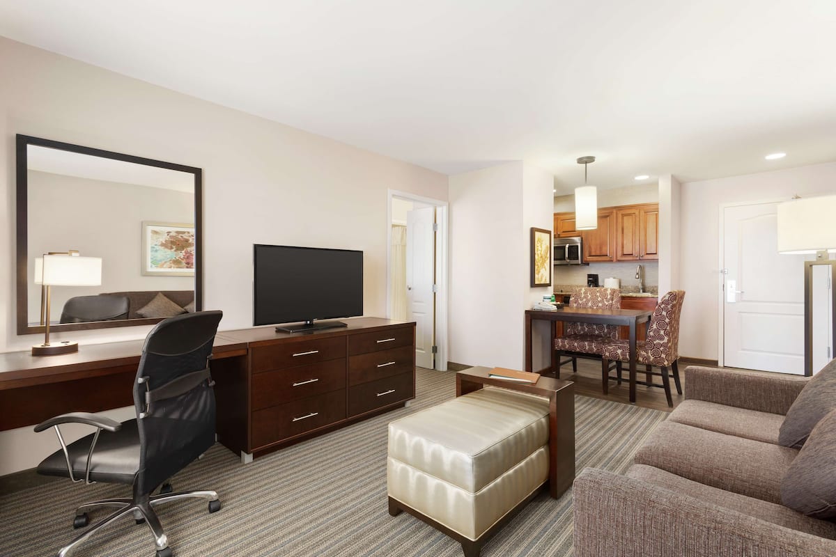 desk, laptop workspace, blackout curtains, soundproofing