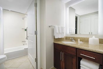Combined shower/tub, free toiletries, hair dryer, towels at Residence Inn by Marriott Austin Downtown/Convention Center