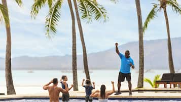 9 outdoor pools, pool umbrellas, pool loungers