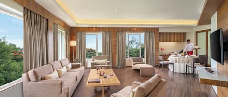 Suite, 1 King Bed, Garden View (Presidential Suite) | Living area | 34-inch LED TV with cable channels, TV