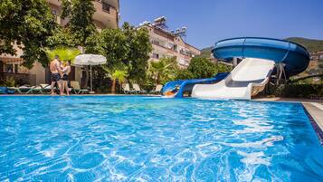 2 outdoor pools, pool umbrellas, pool loungers