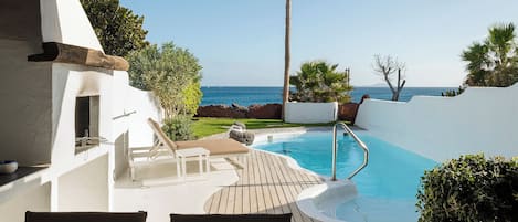 Villa frente al mar, 2 habitaciones, piscina privada climatizada | Terrasse/Patio