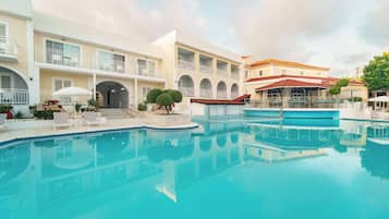 2 outdoor pools, open 9:00 AM to 6:00 PM, pool umbrellas, sun loungers