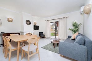 Two Bedroom Apartment | Living area | TV, fireplace - Colina Village (Lagoa)