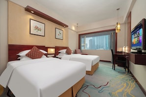Business kamer, 2 eenpersoonsbedden | Luxe beddengoed, Select Comfort-bedden, een minibar