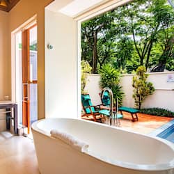 Beachfront Villa with Plunge Pool | Bathroom | Separate tub and shower, deep soaking tub, hair dryer, slippers