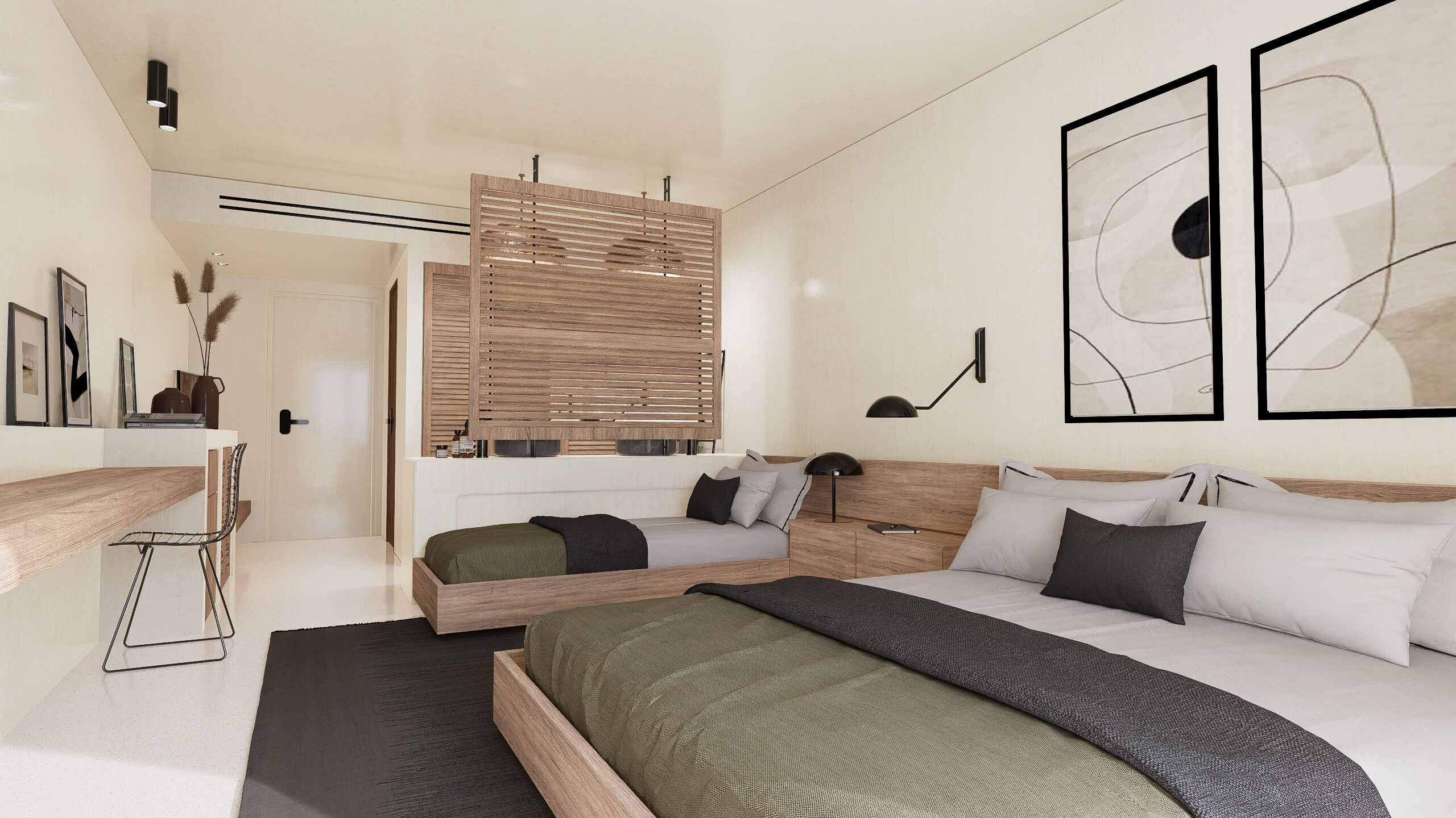 Deluxe Room with Pool View | Camas con pillow-top y caja de seguridad en la habitación 