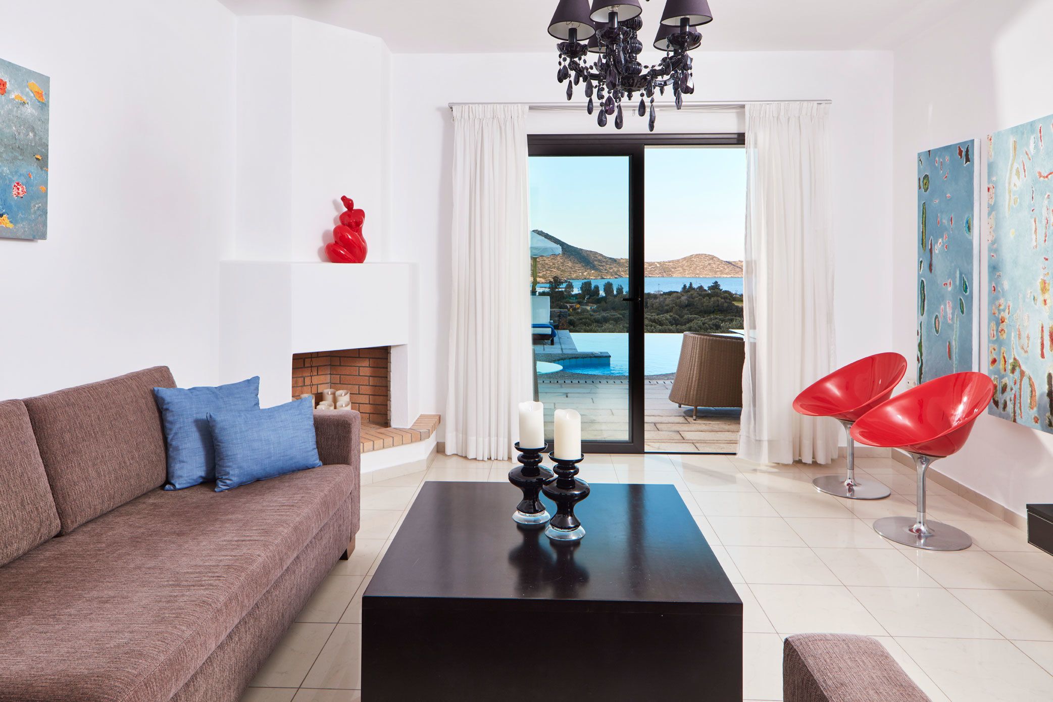 villa, 2 bedrooms, private pool | living room | tv