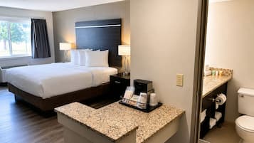 Premium bedding, down comforters, pillowtop beds, desk