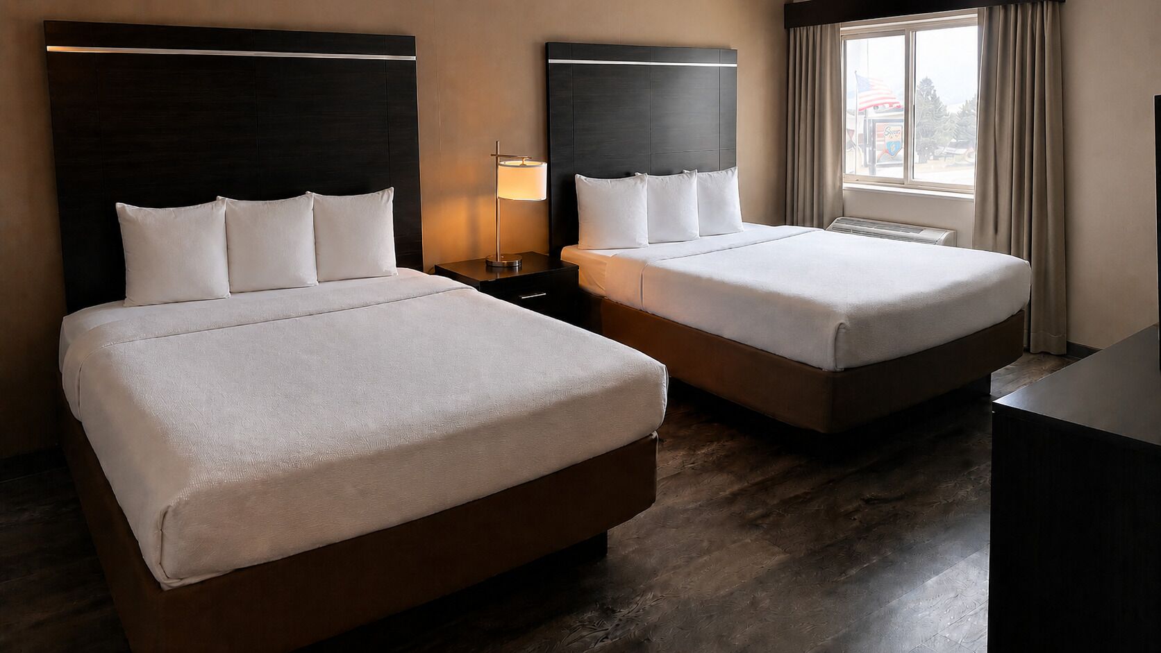 Premium bedding, down comforters, pillowtop beds, desk