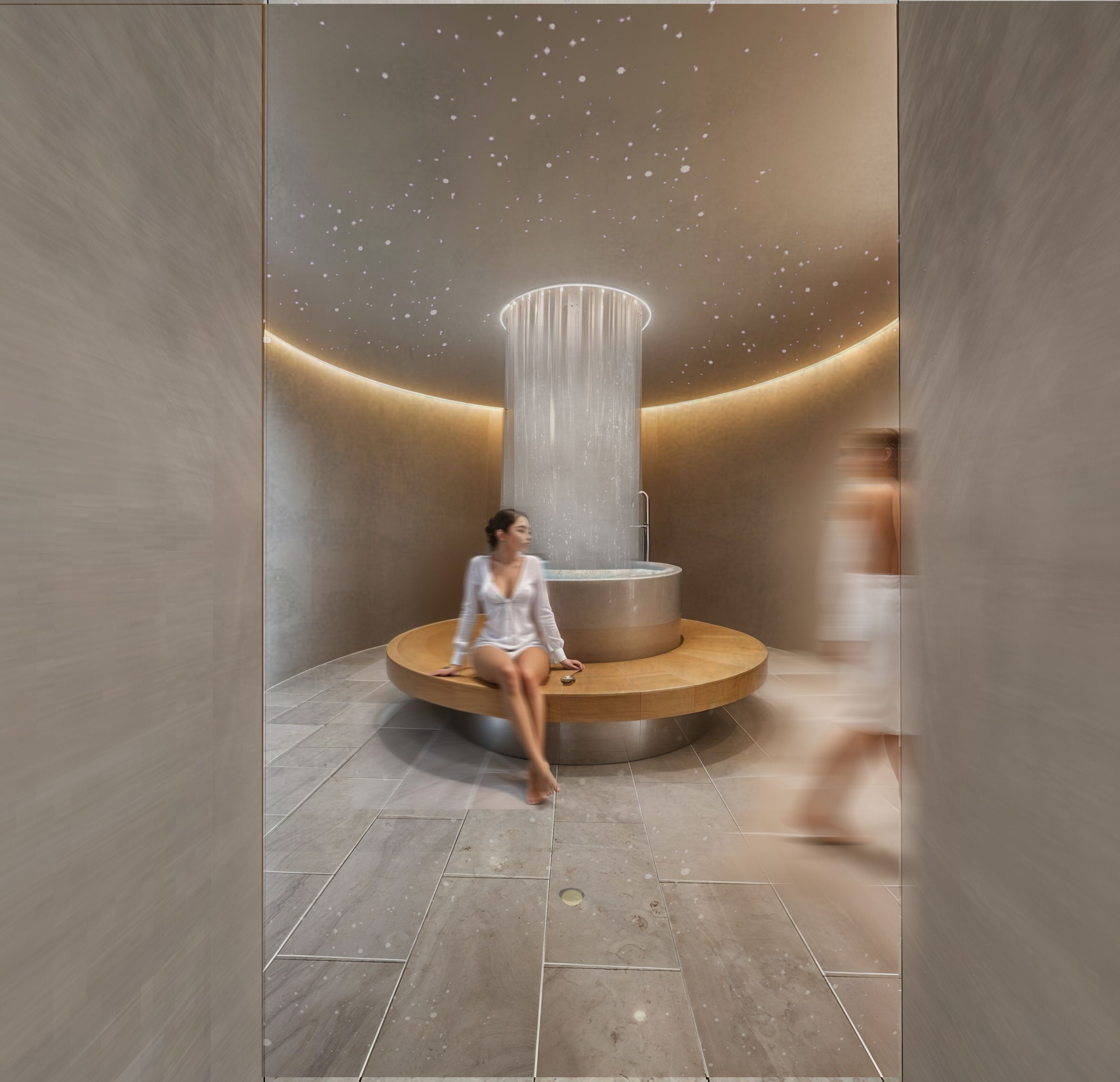 Un sauna, baño turco, masajes