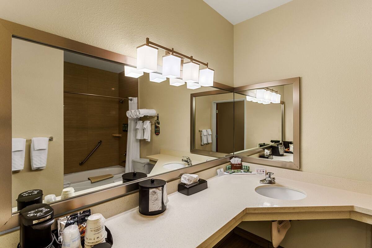 combined shower/bathtub, deep-soaking bathtub, hydromassage showerhead