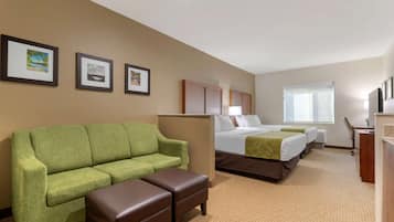 Premium bedding, desk, blackout curtains, iron/ironing board