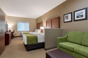 Premium bedding, desk, blackout drapes, iron/ironing board