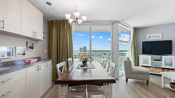 Standard Condo, 1 Bedroom, Partial Ocean View | Living area | Flat-screen TV, DVD player