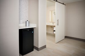 Standard Room, 2 Queen Beds, Roll-in Shower (Mobility Accessible) | Bathroom | Shower, hair dryer, towels