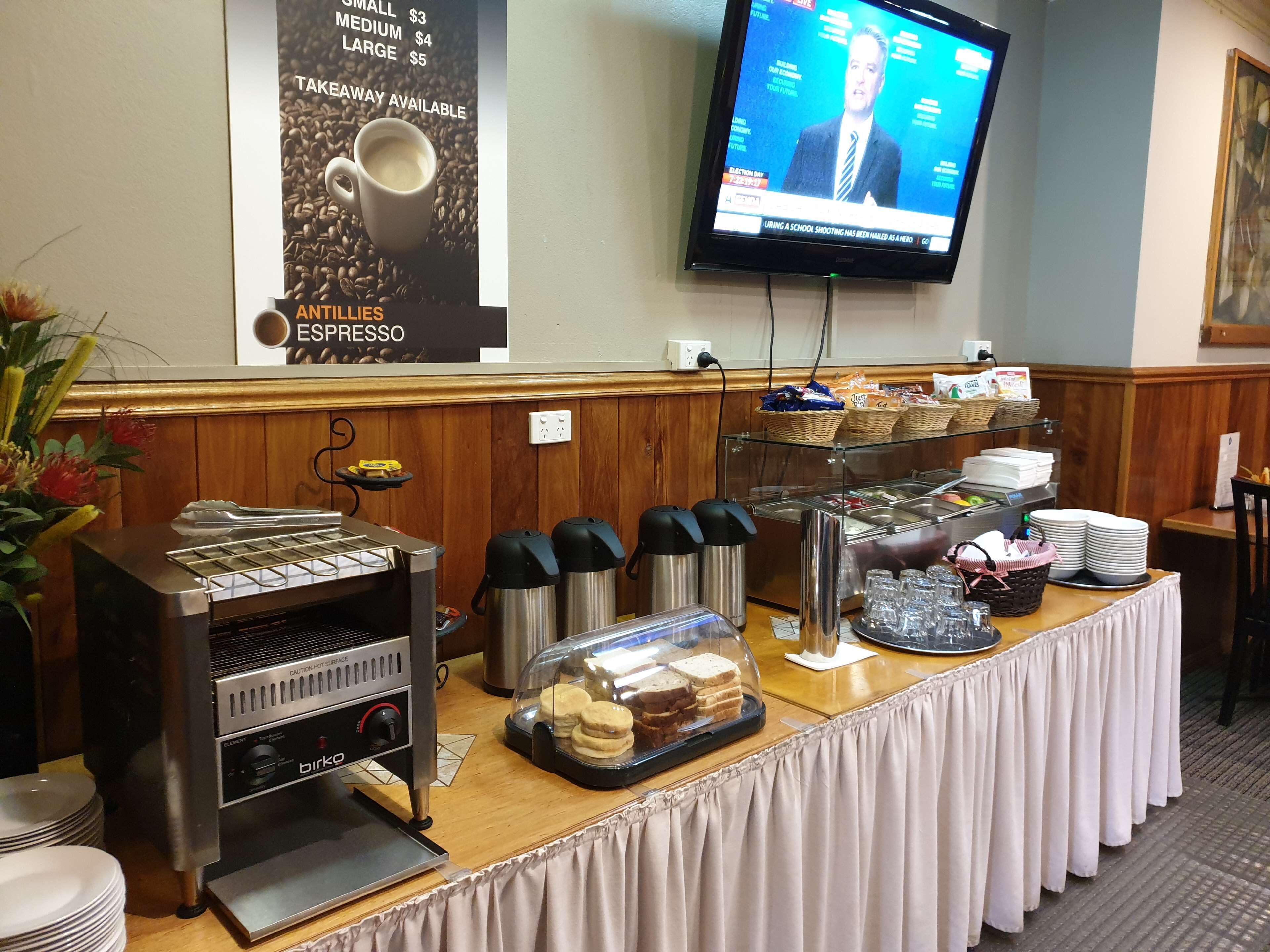 daily continental breakfast (aud 12.5 per person)