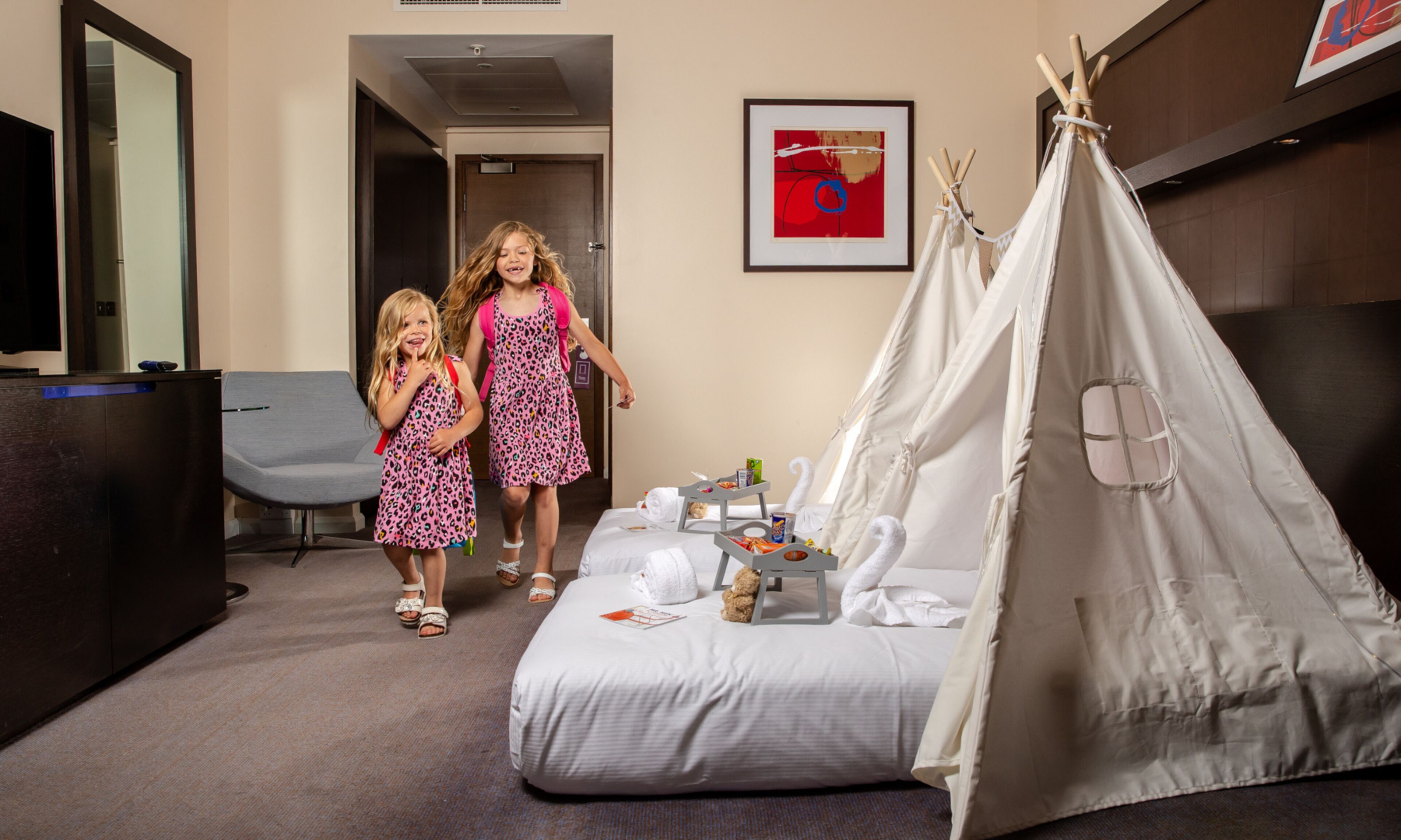 family room, 2 double beds (teepee) | hypo-allergenic bedding, in-room safe, desk, laptop workspace
