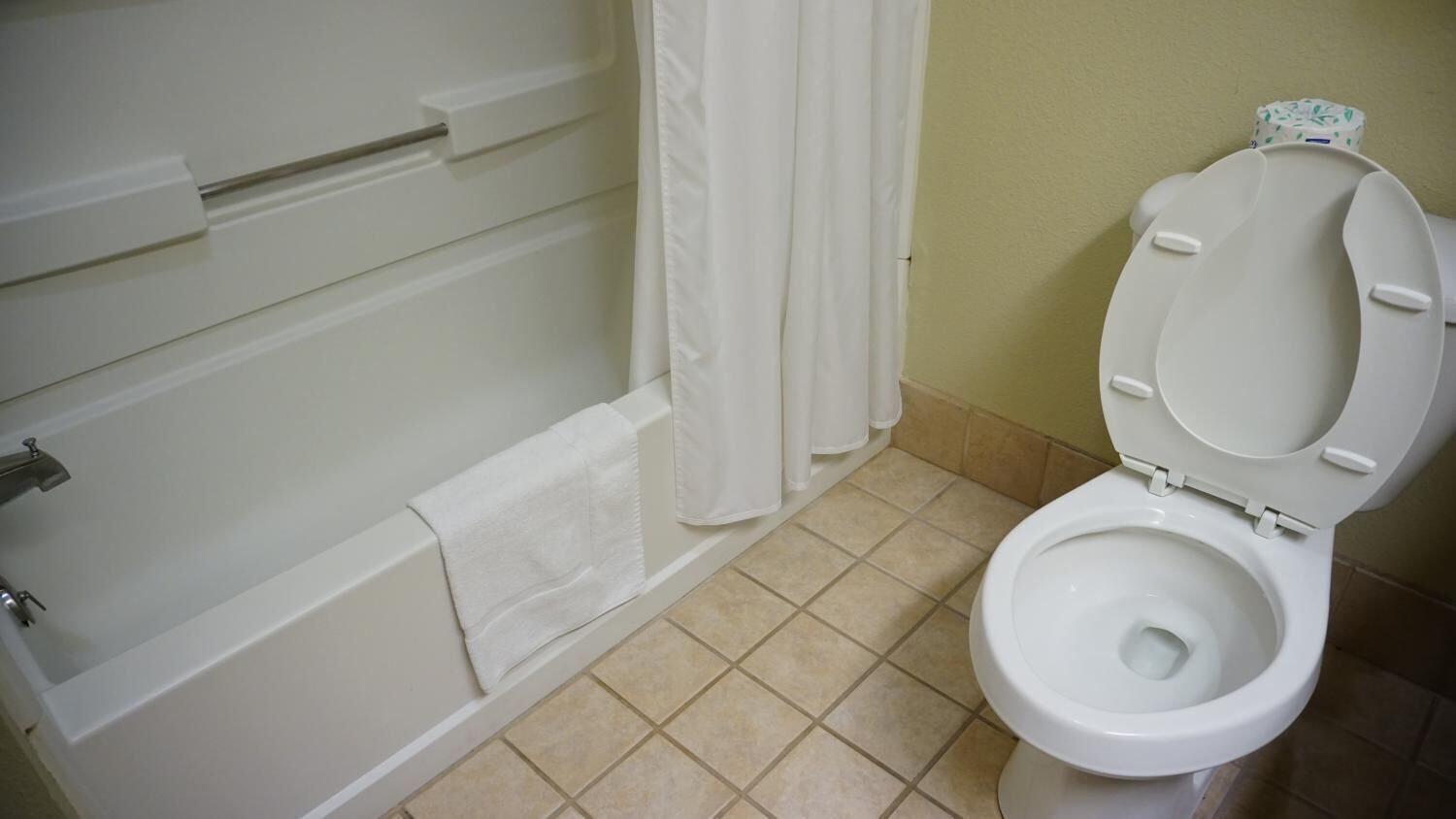 combined shower/bathtub, free toiletries, hair dryer, towels