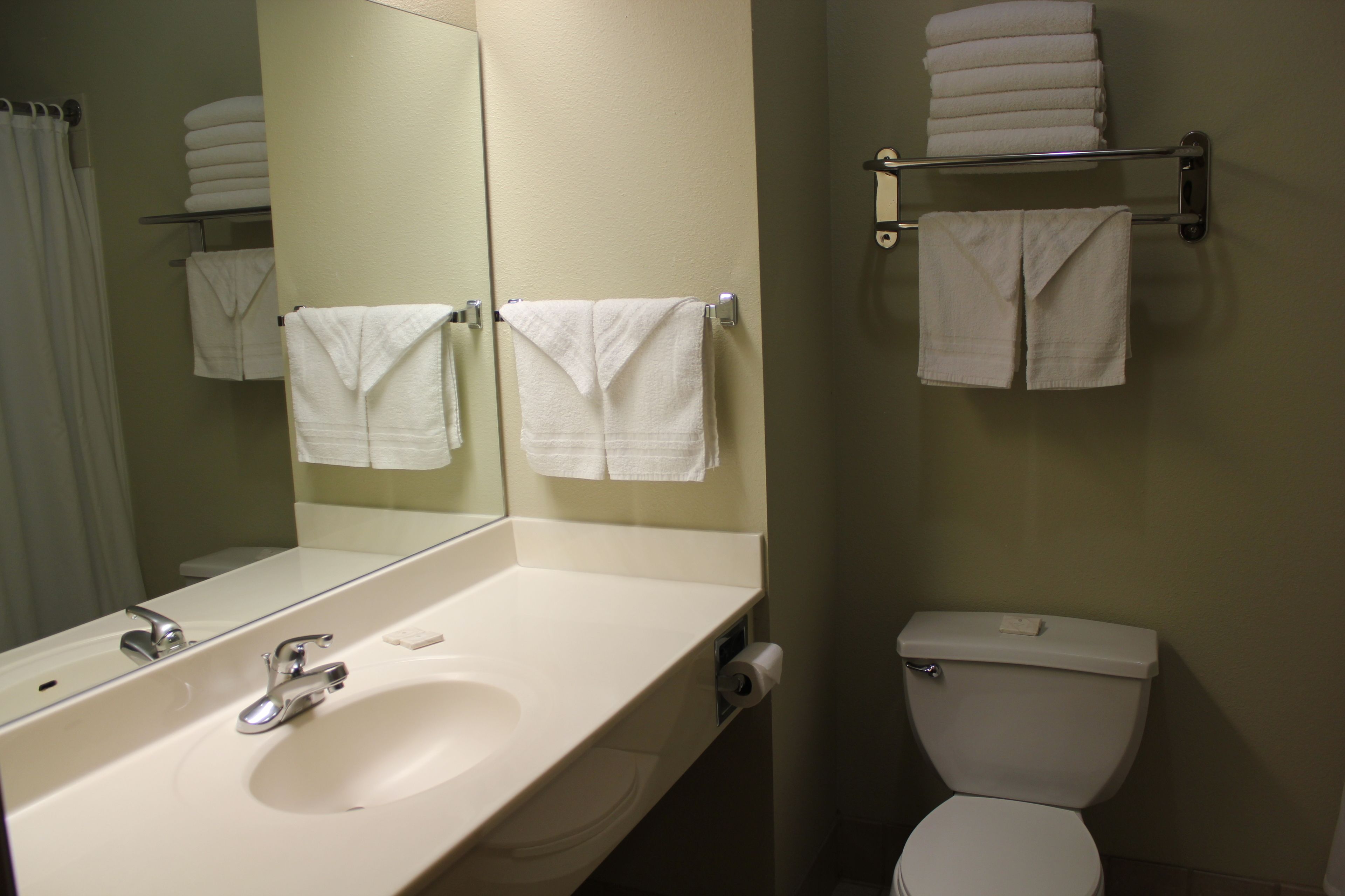 combined shower/bathtub, free toiletries, hair dryer, towels