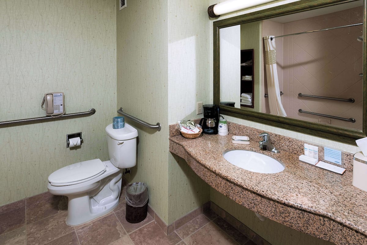 room, 2 queen beds, accessible, non smoking (mob/hearing acc w/ bathtub) | bathroom | free toiletries, hair dryer, towels, soap