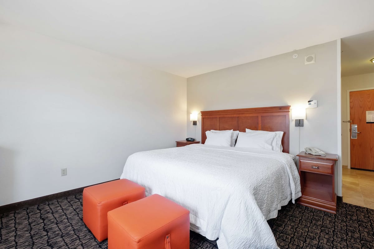 Hypo-allergenic bedding, down comforters, desk, laptop workspace